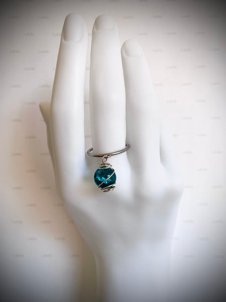 Bague « bleu paon »