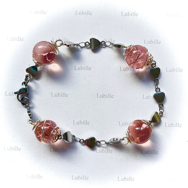 Bracelet arg ""rose ballerine""