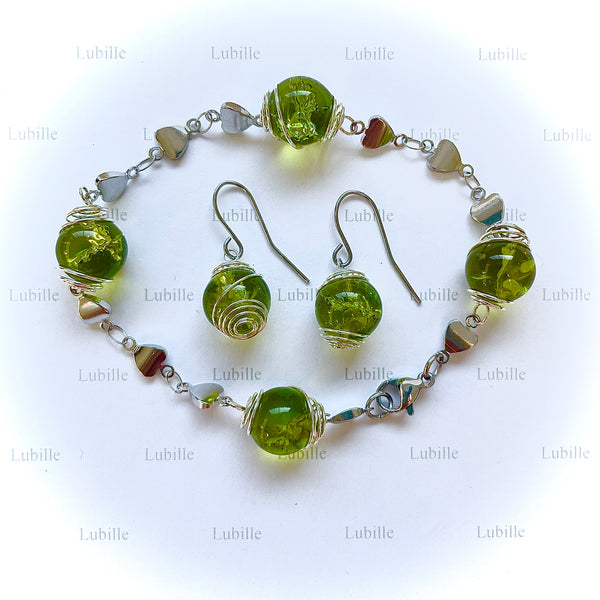 Parure arg "thé.vert"