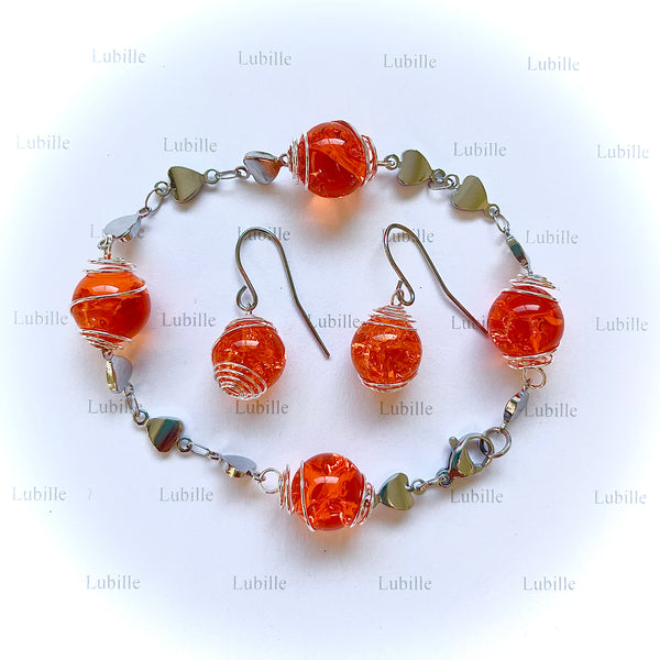 Parure arg "orange vitaminé"