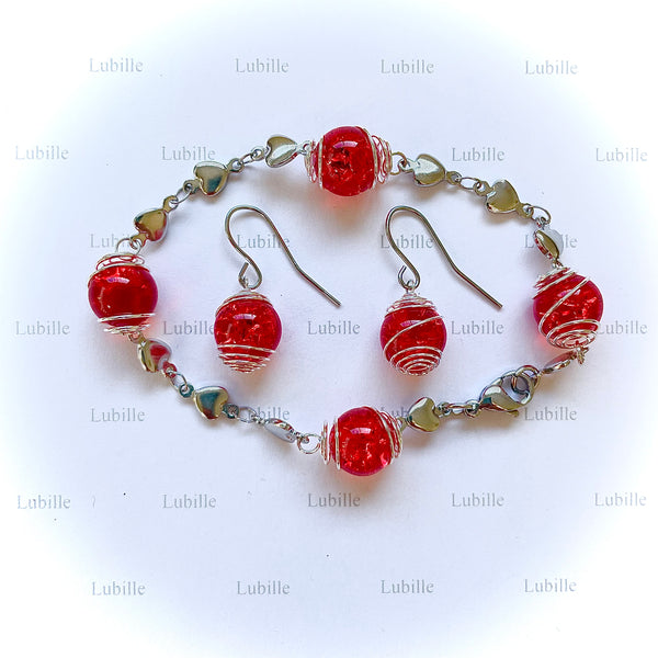 Parure arg "rouge écarlate"