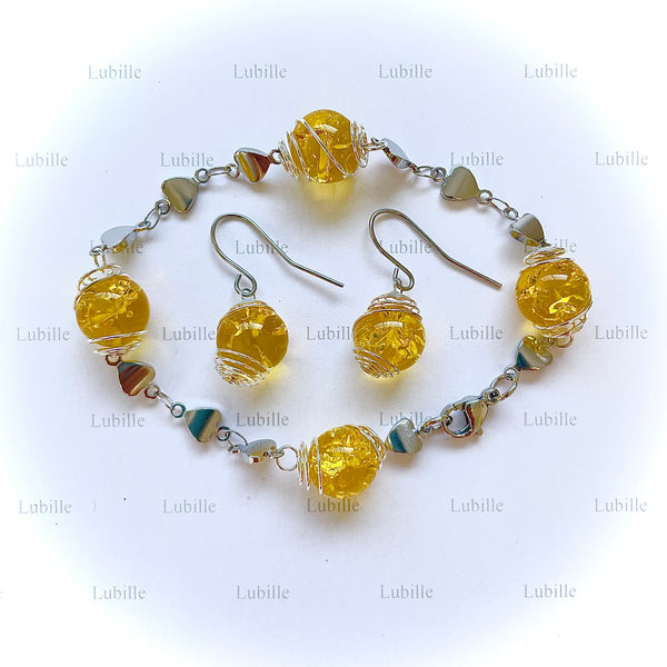 Parure arg "soleil jaune"