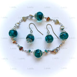 Parure arg ""bleu paon""